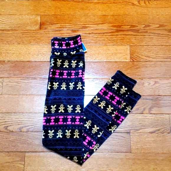 🎄 NWOT🎄: GINGERBREAD MAN VELOUR LEGGINGS - Picture 1 of 6